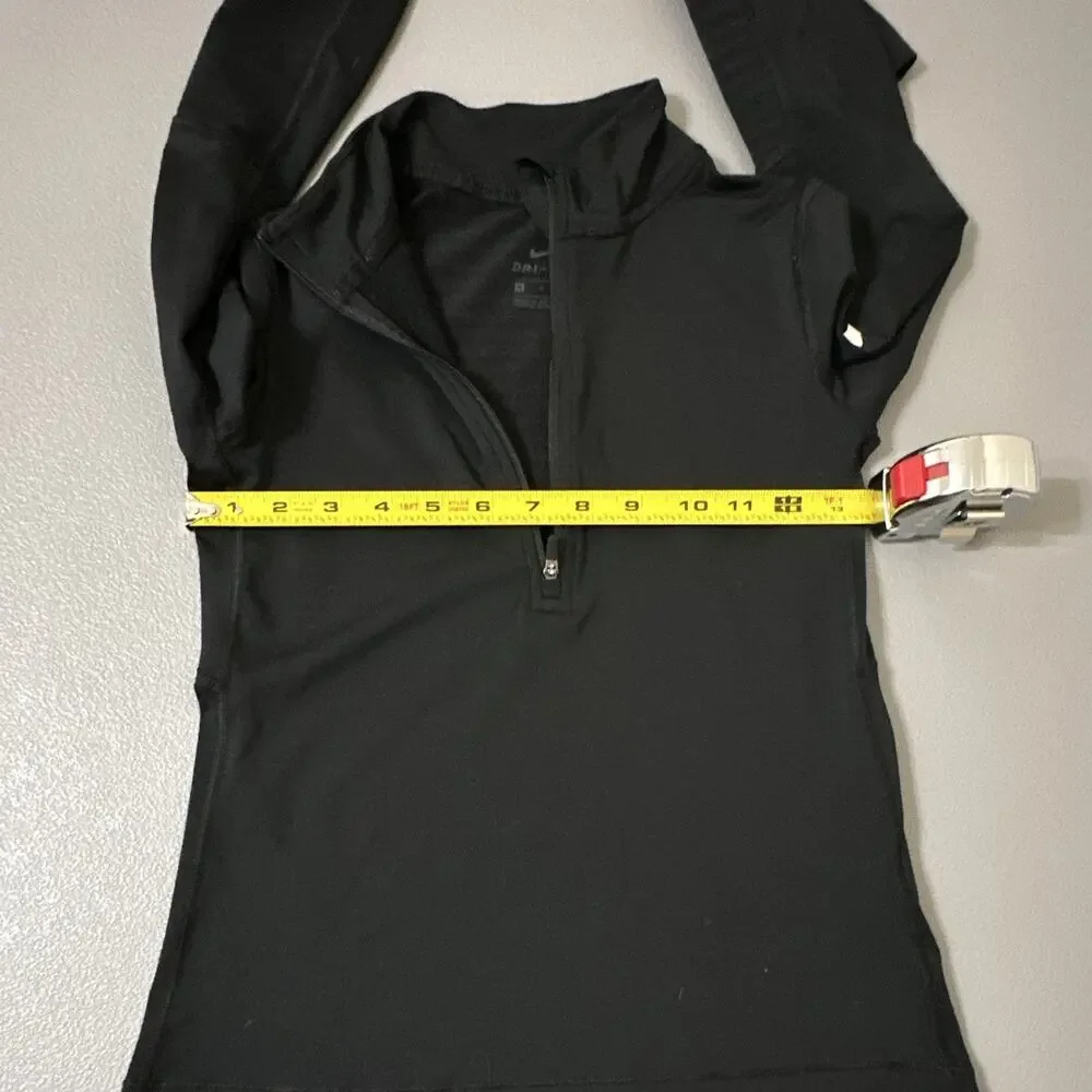 Nike Dri-FIT Womens Activewear 1/2 Zip Mock Neck Long Sleeve Black M